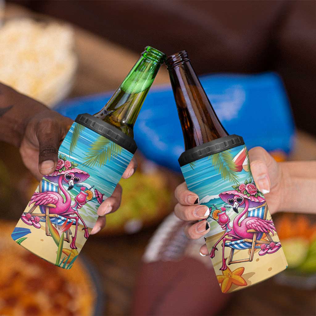 Flamingo Aloha Hawaii 4 in 1 Can Cooler Tumbler It's 5 OClock Somewhere Tropical Vibes LT14 - Polynesian Pride