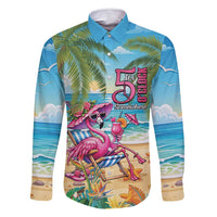 Flamingo Aloha Hawaii Family Matching Long Sleeve Bodycon Dress and Hawaiian Shirt It's 5 OClock Somewhere Tropical Vibes LT14 Dad's Shirt - Long Sleeve Blue - Polynesian Pride