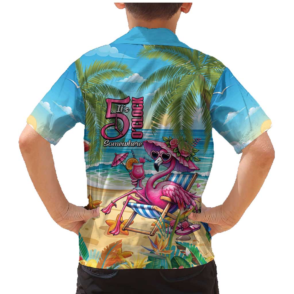 Flamingo Aloha Hawaii Family Matching Mermaid Dress and Hawaiian Shirt It's 5 OClock Somewhere Tropical Vibes LT14 - Polynesian Pride