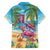 Flamingo Aloha Hawaii Family Matching Off The Shoulder Long Sleeve Dress and Hawaiian Shirt It's 5 O’Clock Somewhere Tropical Vibes - Polynesian Pride