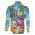 Flamingo Aloha Hawaii Family Matching Off The Shoulder Long Sleeve Dress and Hawaiian Shirt It's 5 O’Clock Somewhere Tropical Vibes - Polynesian Pride