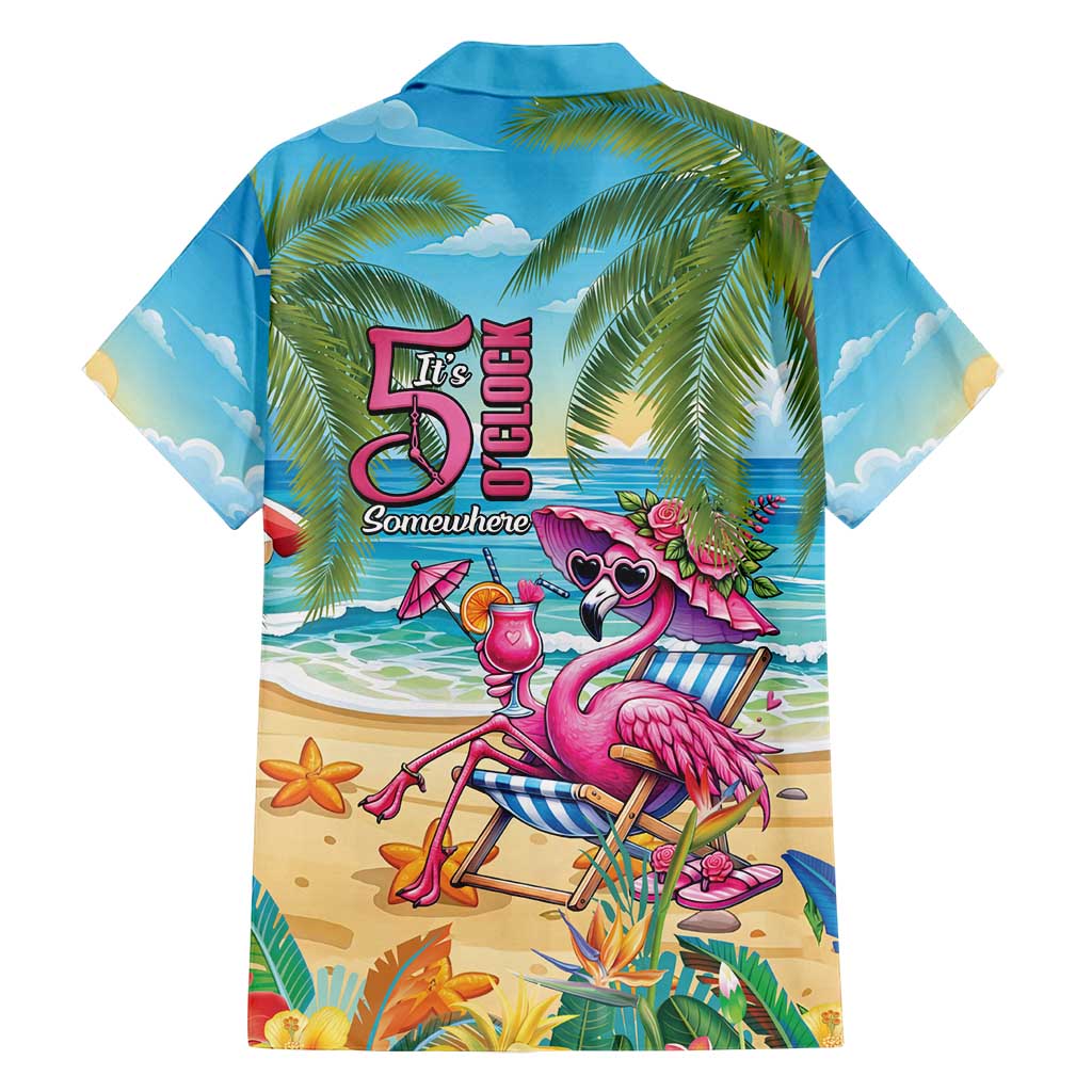 Flamingo Aloha Hawaii Family Matching Off Shoulder Maxi Dress and Hawaiian Shirt It's 5 O’Clock Somewhere Tropical Vibes - Polynesian Pride