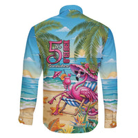 Flamingo Aloha Hawaii Family Matching Short Sleeve Bodycon Dress and Hawaiian Shirt It's 5 OClock Somewhere Tropical Vibes LT14 - Polynesian Pride