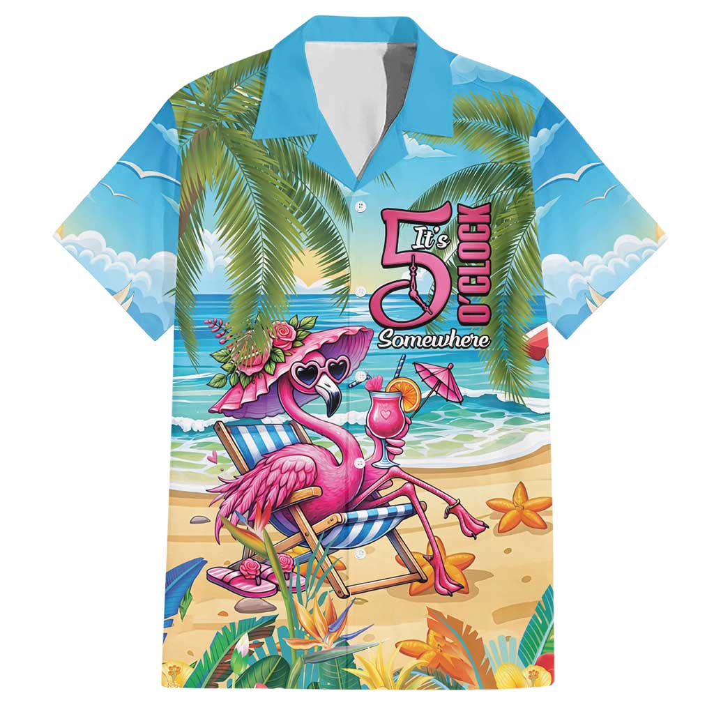 Flamingo Aloha Hawaii Hawaiian Shirt It's 5 O’Clock Somewhere Tropical Vibes - Polynesian Pride