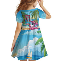 Flamingo Aloha Hawaii Kid Short Sleeve Dress It's 5 OClock Somewhere Tropical Vibes LT14 - Polynesian Pride