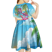 Flamingo Aloha Hawaii Kid Short Sleeve Dress It's 5 OClock Somewhere Tropical Vibes LT14 - Polynesian Pride