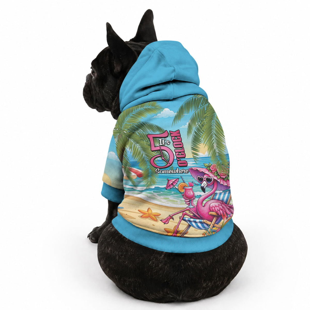 Flamingo Aloha Hawaii Pet Hoodie It's 5 O’Clock Somewhere Tropical Vibes LT14 - Polynesian Pride