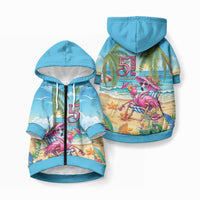 Flamingo Aloha Hawaii Pet Hoodie It's 5 O’Clock Somewhere Tropical Vibes LT14 Zip-up Blue - Polynesian Pride