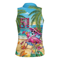 Flamingo Aloha Hawaii Women Sleeveless Polo Shirt It's 5 OClock Somewhere Tropical Vibes LT14 - Polynesian Pride