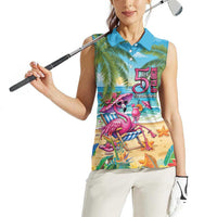 Flamingo Aloha Hawaii Women Sleeveless Polo Shirt It's 5 OClock Somewhere Tropical Vibes LT14 - Polynesian Pride