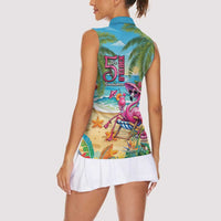 Flamingo Aloha Hawaii Women Sleeveless Polo Shirt It's 5 OClock Somewhere Tropical Vibes LT14 - Polynesian Pride