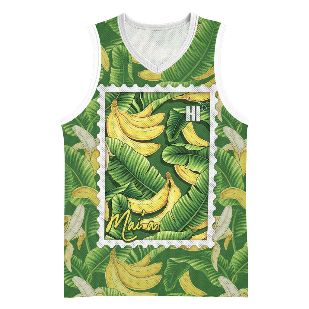 Aloha Hawaii Maia Basketball Jersey Hawaiian Banana Stylized Stamp LT14 Unisex Green - Polynesian Pride