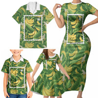 Aloha Hawaii Maia Family Matching Short Sleeve Bodycon Dress and Hawaiian Shirt Hawaiian Banana Stylized Stamp LT14 - Polynesian Pride