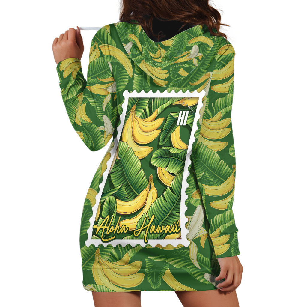 Aloha Hawaii Maia Hoodie Dress Hawaiian Banana Stylized Stamp LT14 - Polynesian Pride
