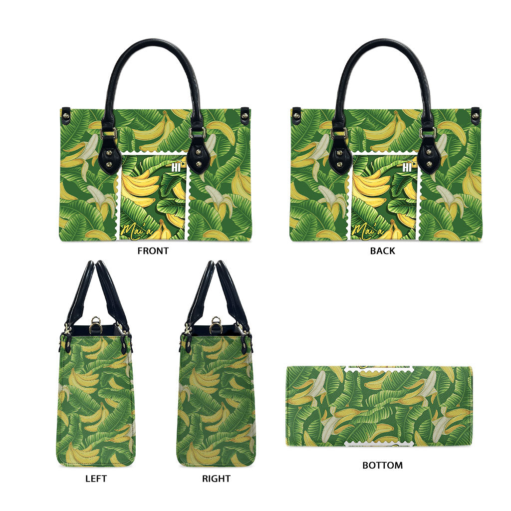Aloha Hawaii Maia Leather Bag Hawaiian Banana Stylized Stamp LT14 - Polynesian Pride
