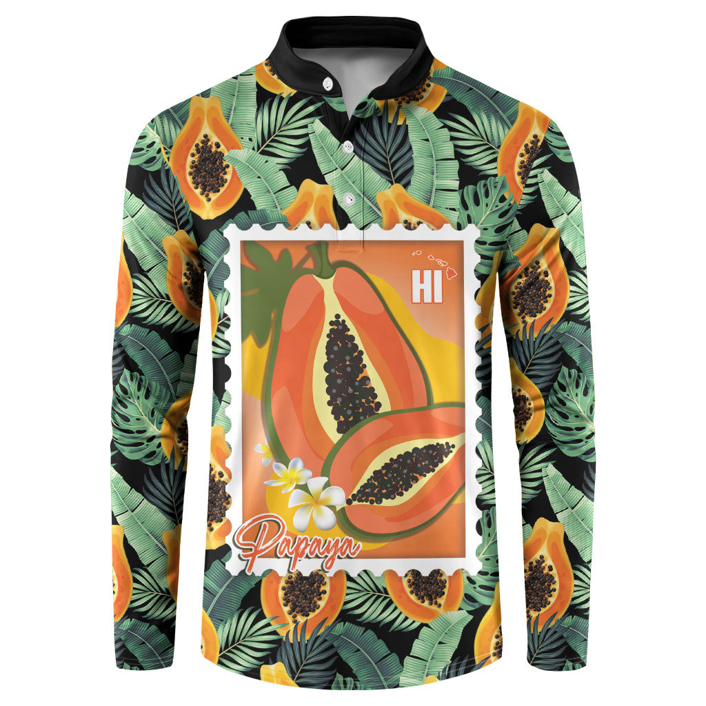 Aloha Hawaii Mikana Button Sweatshirt Hawaiian Papaya Stylized Stamp LT14 Green - Polynesian Pride
