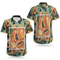 Aloha Hawaii Mikana Couples Matching Tank Maxi Dress and Hawaiian Shirt Hawaiian Papaya Stylized Stamp LT14 - Polynesian Pride