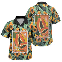 Aloha Hawaii Mikana Family Matching Off Shoulder Maxi Dress and Hawaiian Shirt Hawaiian Papaya Stylized Stamp LT14 Son's Shirt Green - Polynesian Pride