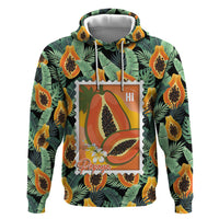 Aloha Hawaii Mikana Zip Hoodie Hawaiian Papaya Stylized Stamp LT14 Pullover Hoodie Green - Polynesian Pride