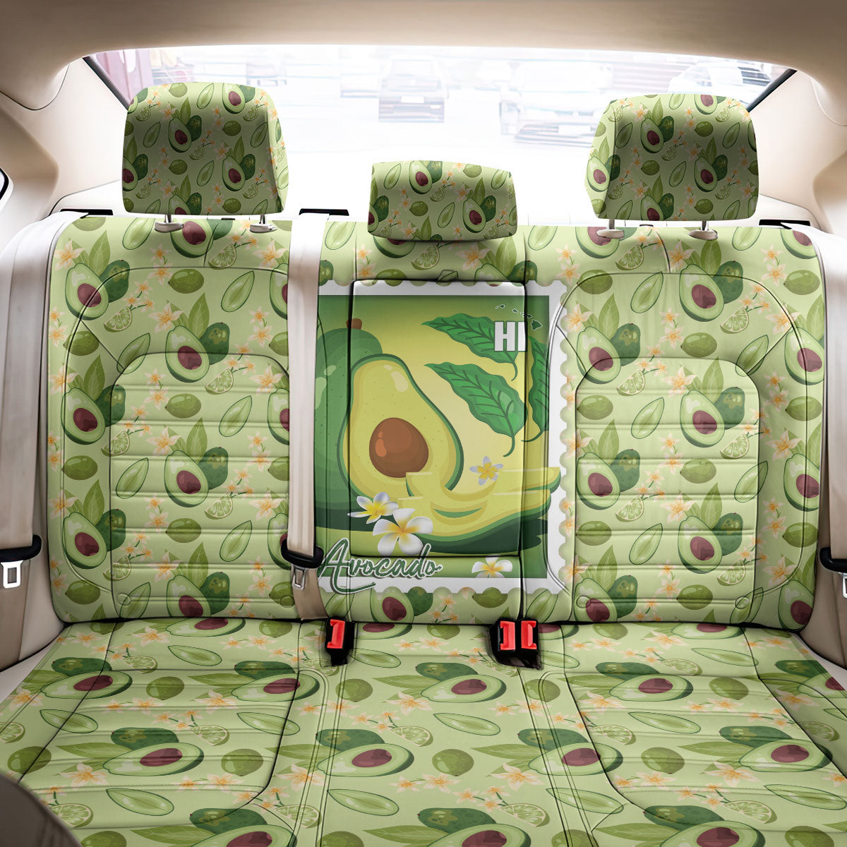 Aloha Hawaii Avocado Back Car Seat Cover Hawaiian Fruit Stylized Stamp LT14 - Polynesian Pride