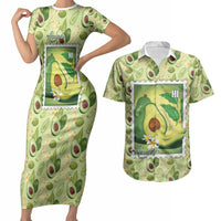 Aloha Hawaii Avocado Couples Matching Short Sleeve Bodycon Dress and Hawaiian Shirt Hawaiian Fruit Stylized Stamp LT14 Green - Polynesian Pride