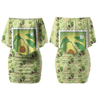 Aloha Hawaii Avocado Family Matching Off Shoulder Short Dress and Hawaiian Shirt Hawaiian Fruit Stylized Stamp LT14 Mom's Dress Green - Polynesian Pride