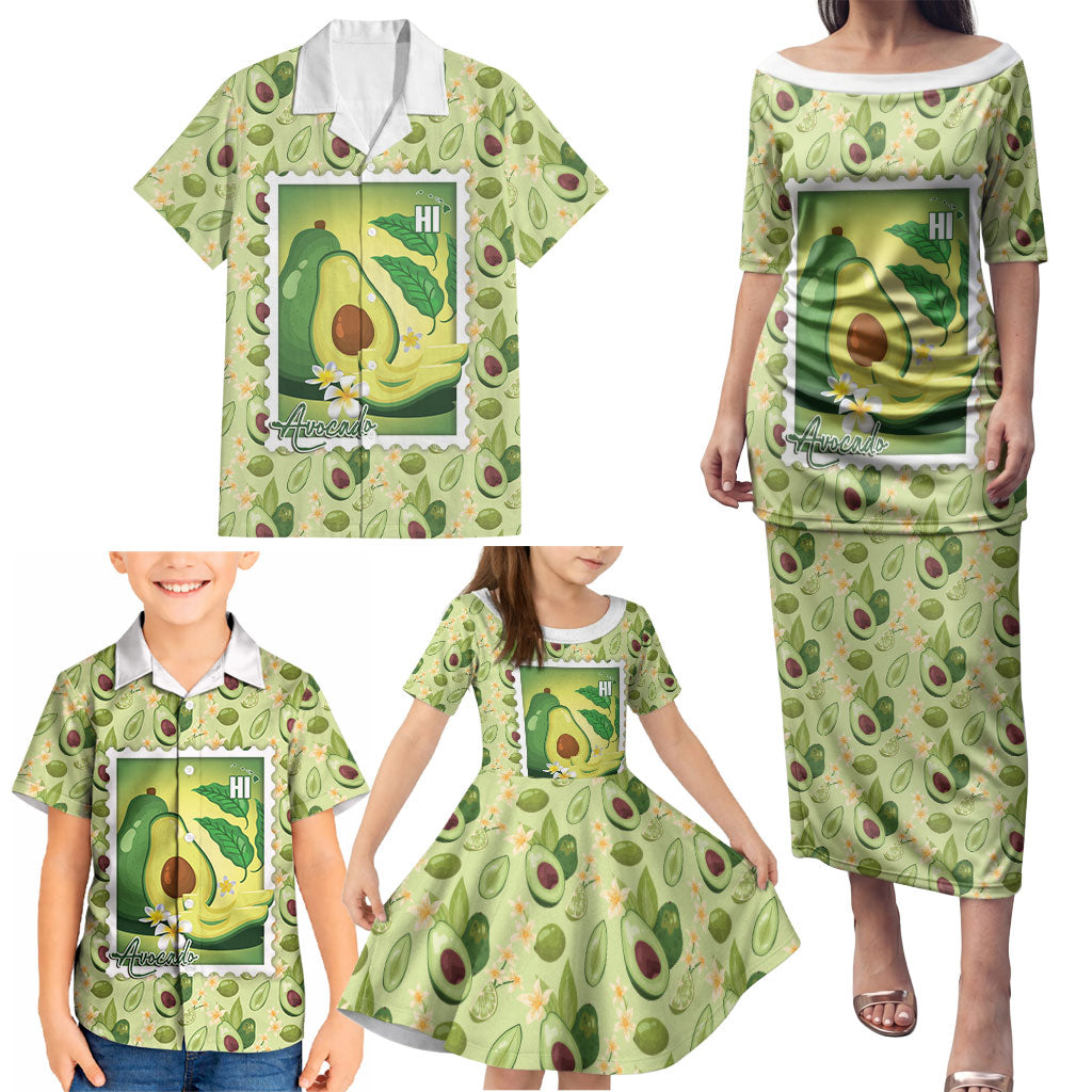 Aloha Hawaii Avocado Family Matching Puletasi and Hawaiian Shirt Hawaiian Fruit Stylized Stamp LT14 - Polynesian Pride