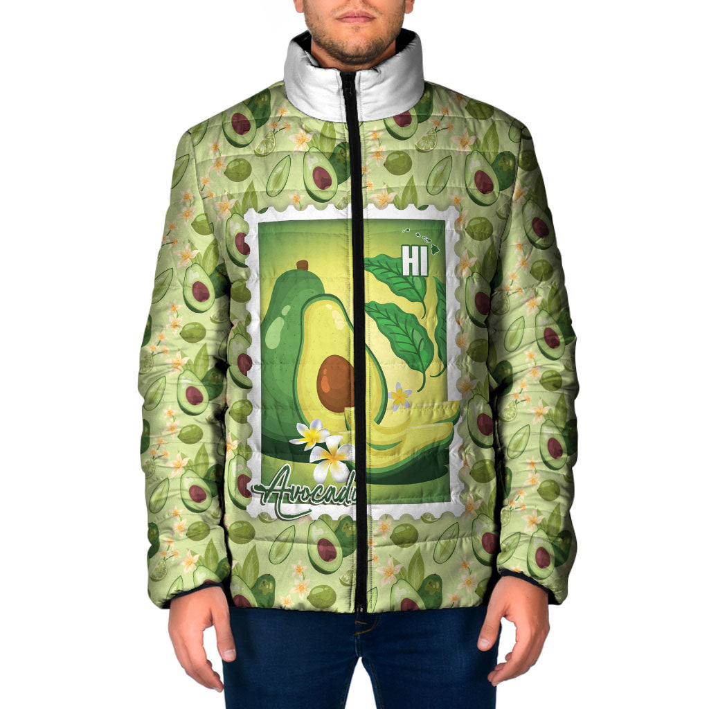 Aloha Hawaii Avocado Padded Jacket Hawaiian Fruit Stylized Stamp LT14 Men Green - Polynesian Pride