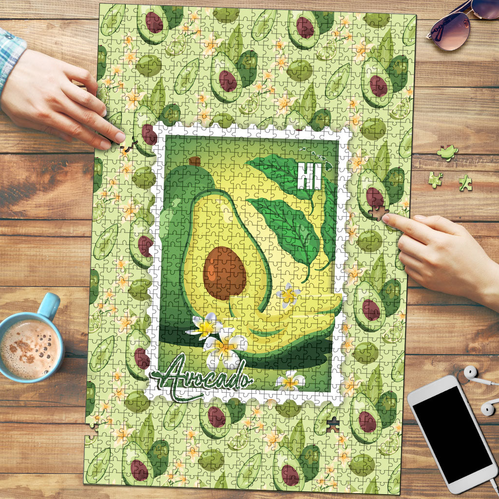 Aloha Hawaii Avocado Puzzle Hawaiian Fruit Stylized Stamp LT14 Green - Polynesian Pride