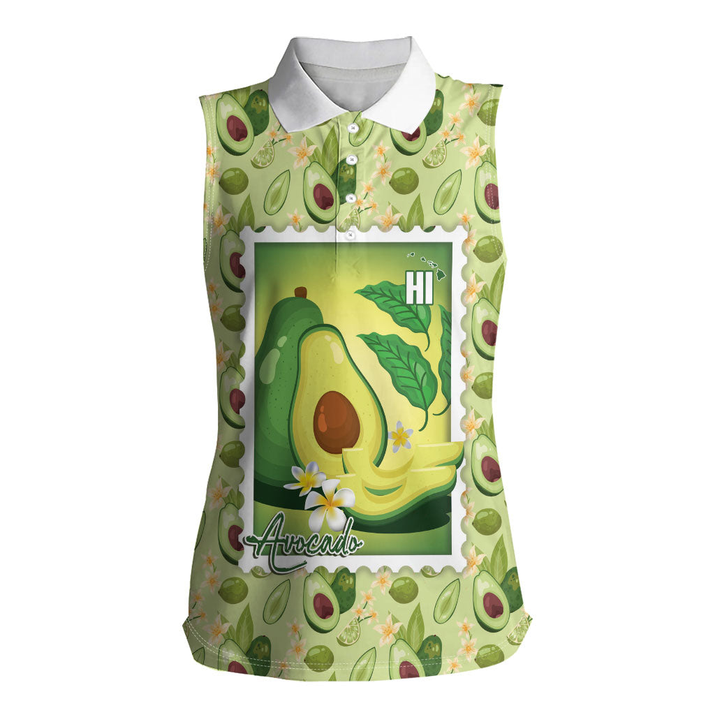Aloha Hawaii Avocado Women Sleeveless Polo Shirt Hawaiian Fruit Stylized Stamp