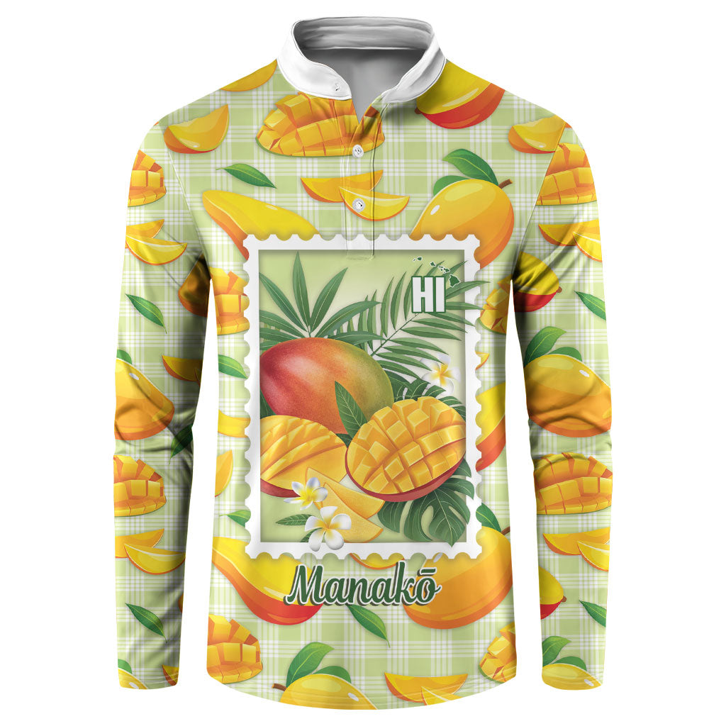Aloha Hawaii Manako Palaka Motifs Button Sweatshirt Hawaiian Mango Stylized Stamp LT14 Yellow - Polynesian Pride