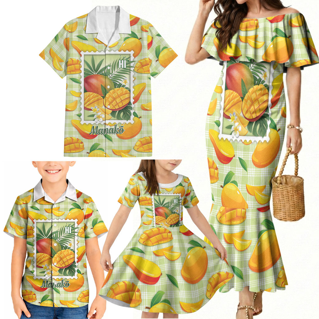 Aloha Hawaii Manako Palaka Motifs Family Matching Mermaid Dress and Hawaiian Shirt Hawaiian Mango Stylized Stamp LT14 - Polynesian Pride