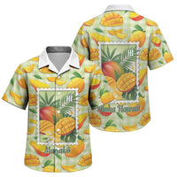 Aloha Hawaii Manako Palaka Motifs Family Matching Off The Shoulder Long Sleeve Dress and Hawaiian Shirt Hawaiian Mango Stylized Stamp LT14 Son's Shirt Yellow - Polynesian Pride