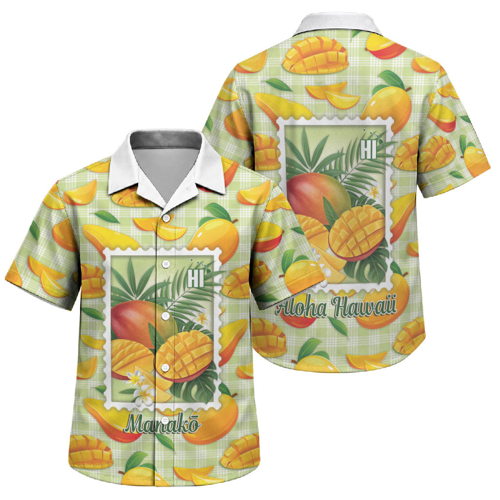 Aloha Hawaii Manako Palaka Motifs Family Matching Puletasi and Hawaiian Shirt Hawaiian Mango Stylized Stamp LT14 Son's Shirt Yellow - Polynesian Pride