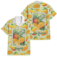 Aloha Hawaii Manako Palaka Motifs Family Matching Short Sleeve Bodycon Dress and Hawaiian Shirt Hawaiian Mango Stylized Stamp LT14 Dad's Shirt - Short Sleeve Yellow - Polynesian Pride