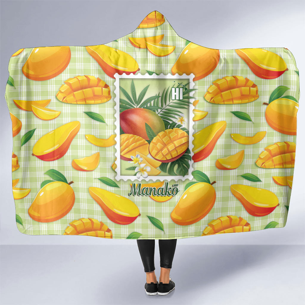 Aloha Hawaii Manako Palaka Motifs Hooded Blanket Hawaiian Mango Stylized Stamp LT14 One Size Yellow - Polynesian Pride