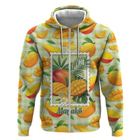 Aloha Hawaii Manako Palaka Motifs Zip Hoodie Hawaiian Mango Stylized Stamp LT14 Zip Hoodie Yellow - Polynesian Pride