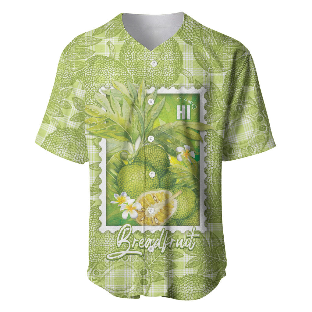 Aloha Hawaii Ulu Palaka Motifs Baseball Jersey Hawaiian Breadfruit Stylized Stamp LT14 Green - Polynesian Pride