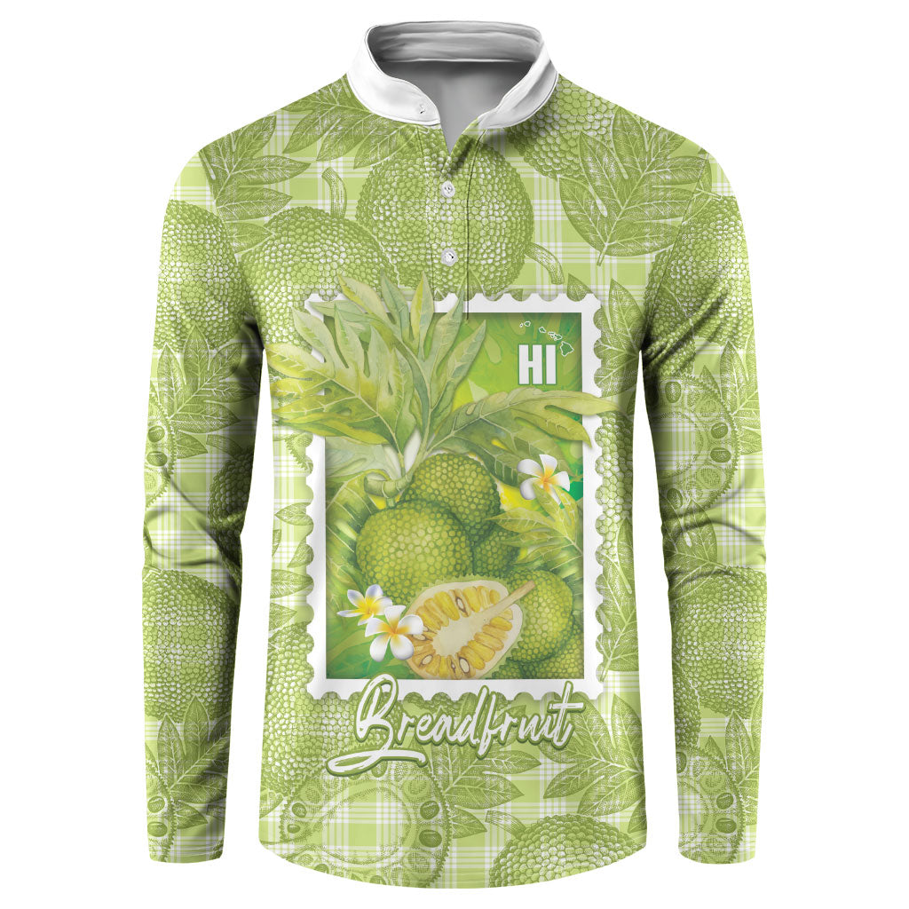 Aloha Hawaii Ulu Palaka Motifs Button Sweatshirt Hawaiian Breadfruit Stylized Stamp LT14 Green - Polynesian Pride