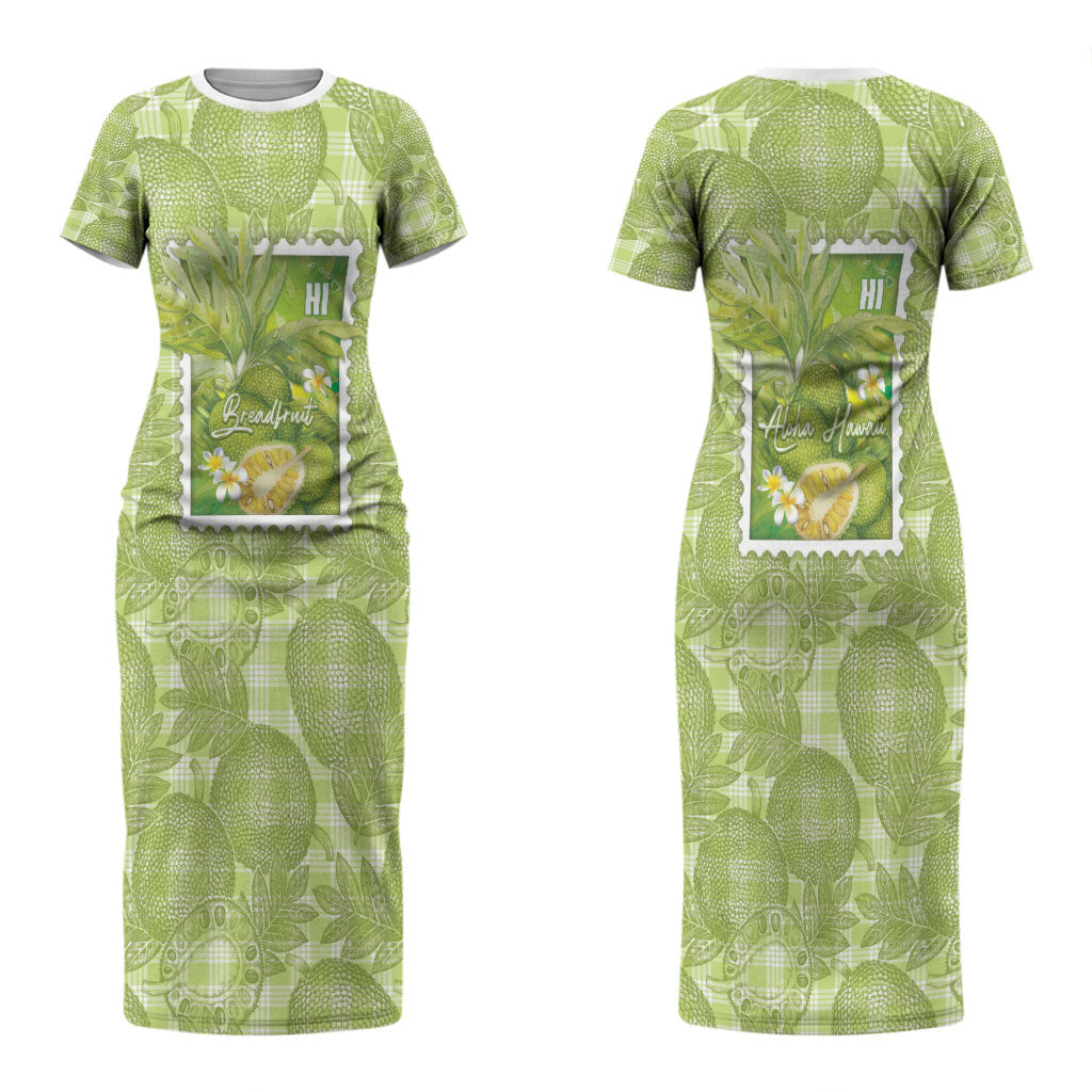 Aloha Hawaii Ulu Palaka Motifs Couples Matching Short Sleeve Bodycon Dress and Hawaiian Shirt Hawaiian Breadfruit Stylized Stamp LT14 - Polynesian Pride