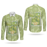 Aloha Hawaii Ulu Palaka Motifs Couples Matching Short Sleeve Bodycon Dress and Long Sleeve Button Shirt Hawaiian Breadfruit Stylized Stamp LT14 - Polynesian Pride