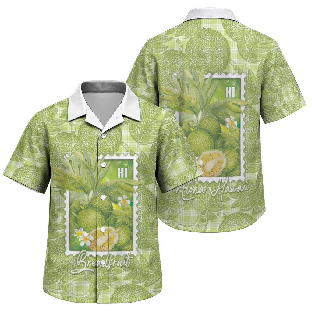 Aloha Hawaii Ulu Palaka Motifs Family Matching Long Sleeve Bodycon Dress and Hawaiian Shirt Hawaiian Breadfruit Stylized Stamp LT14 Son's Shirt Green - Polynesian Pride