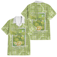 Aloha Hawaii Ulu Palaka Motifs Family Matching Tank Maxi Dress and Hawaiian Shirt Hawaiian Breadfruit Stylized Stamp LT14 Dad's Shirt - Short Sleeve Green - Polynesian Pride