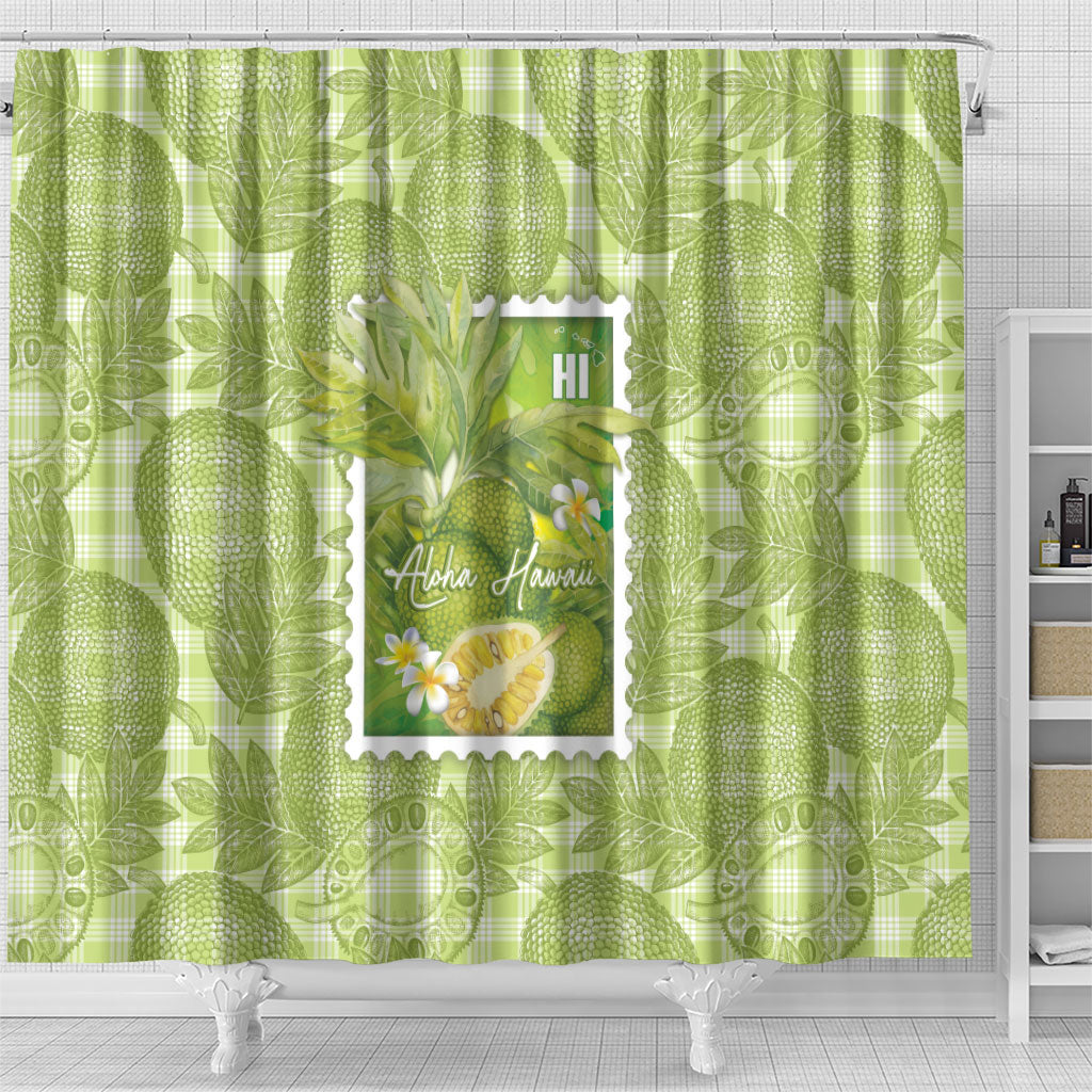 Aloha Hawaii Ulu Palaka Motifs Shower Curtain Hawaiian Breadfruit Stylized Stamp LT14 - Polynesian Pride