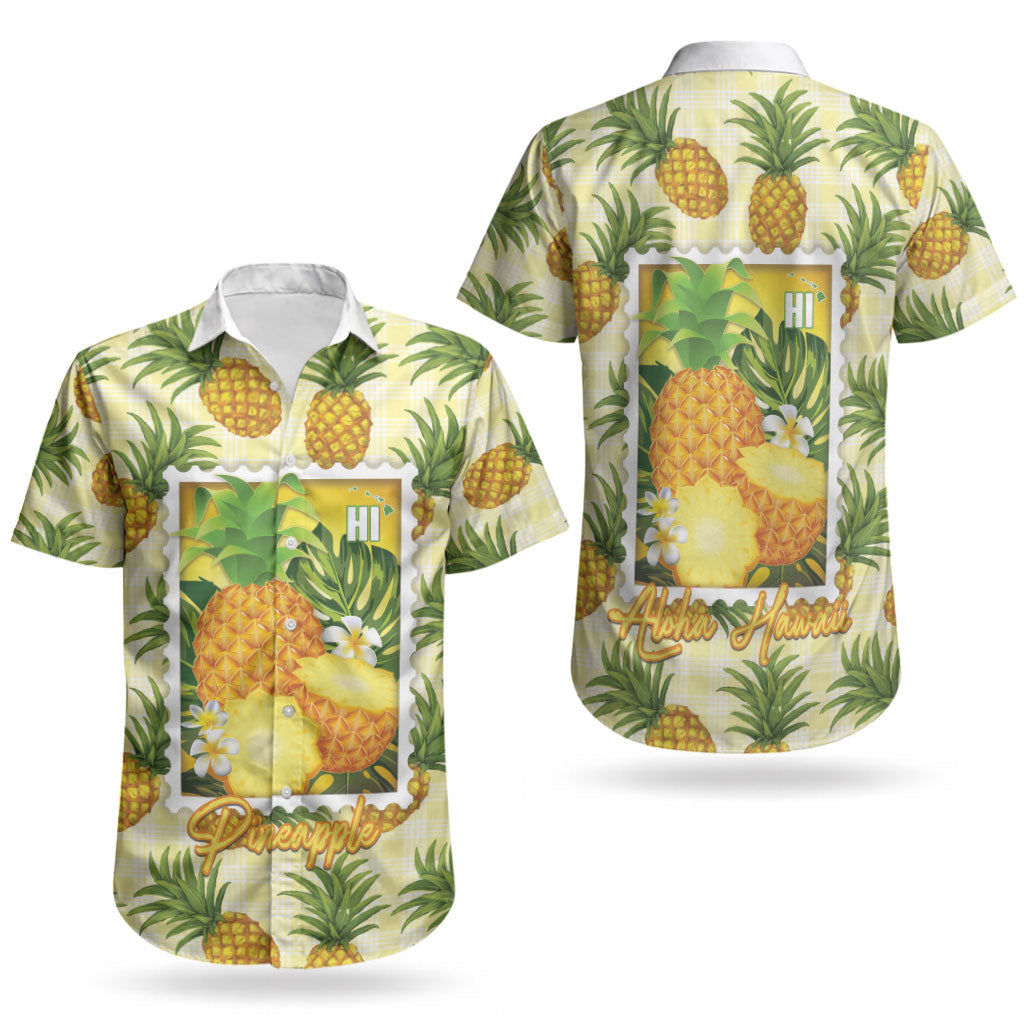 Aloha Hawaii Hala Kahiki Palaka Motifs Couples Matching Long Sleeve Bodycon Dress and Hawaiian Shirt Hawaiian Pineapple Stylized Stamp LT14 - Polynesian Pride