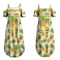 Aloha Hawaii Hala Kahiki Palaka Motifs Couples Matching Summer Maxi Dress and Hawaiian Shirt Hawaiian Pineapple Stylized Stamp LT14 - Polynesian Pride