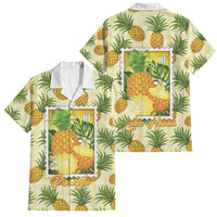 Aloha Hawaii Hala Kahiki Palaka Motifs Family Matching Short Sleeve Bodycon Dress and Hawaiian Shirt Hawaiian Pineapple Stylized Stamp LT14 Dad's Shirt - Short Sleeve Yellow - Polynesian Pride