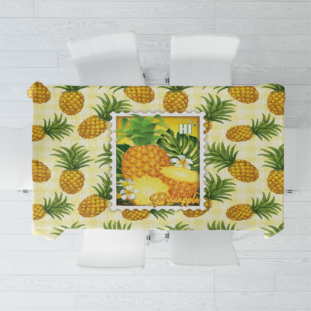 Aloha Hawaii Hala Kahiki Palaka Motifs Tablecloth Hawaiian Pineapple Stylized Stamp LT14 Yellow - Polynesian Pride