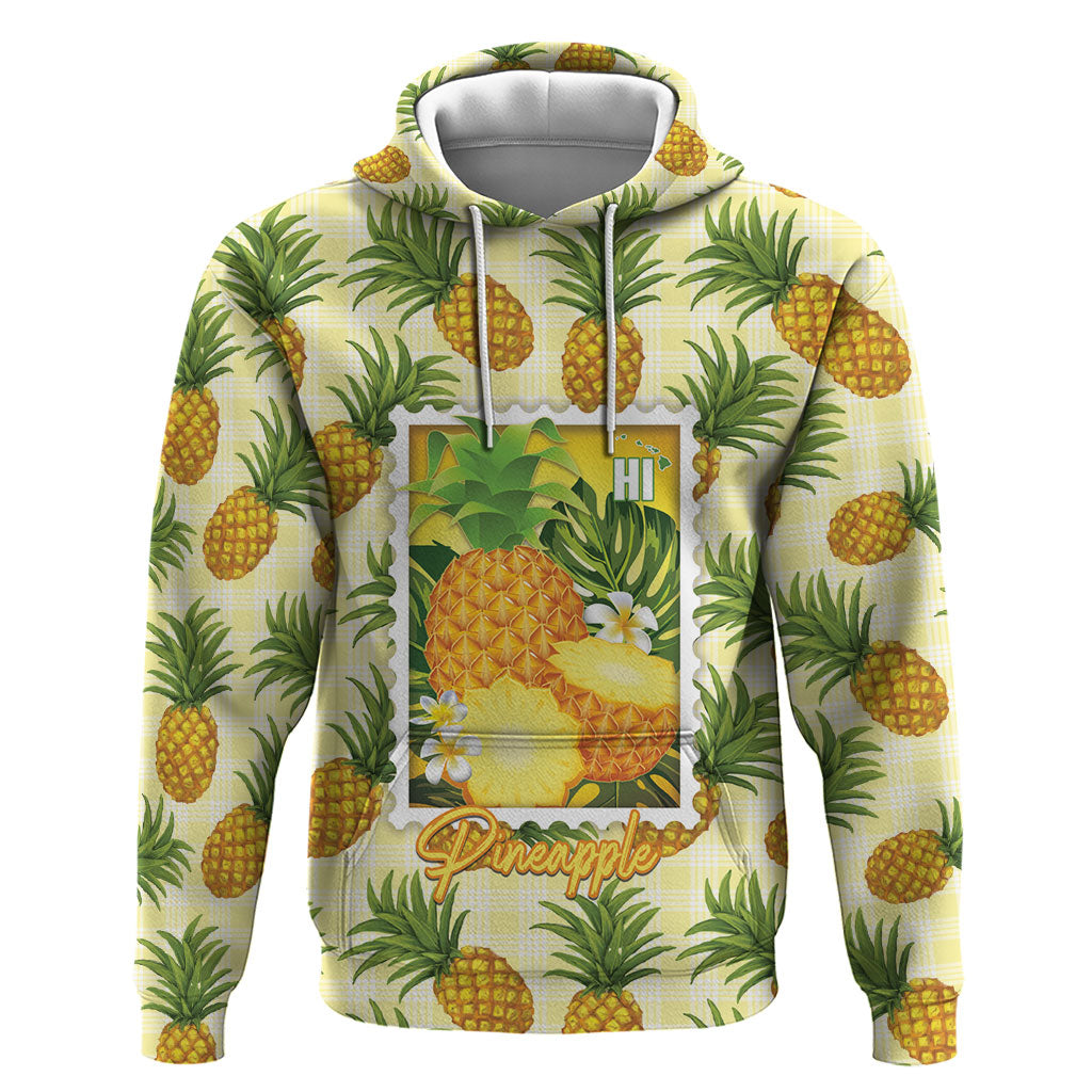 Aloha Hawaii Hala Kahiki Palaka Motifs Zip Hoodie Hawaiian Pineapple Stylized Stamp LT14 Pullover Hoodie Yellow - Polynesian Pride