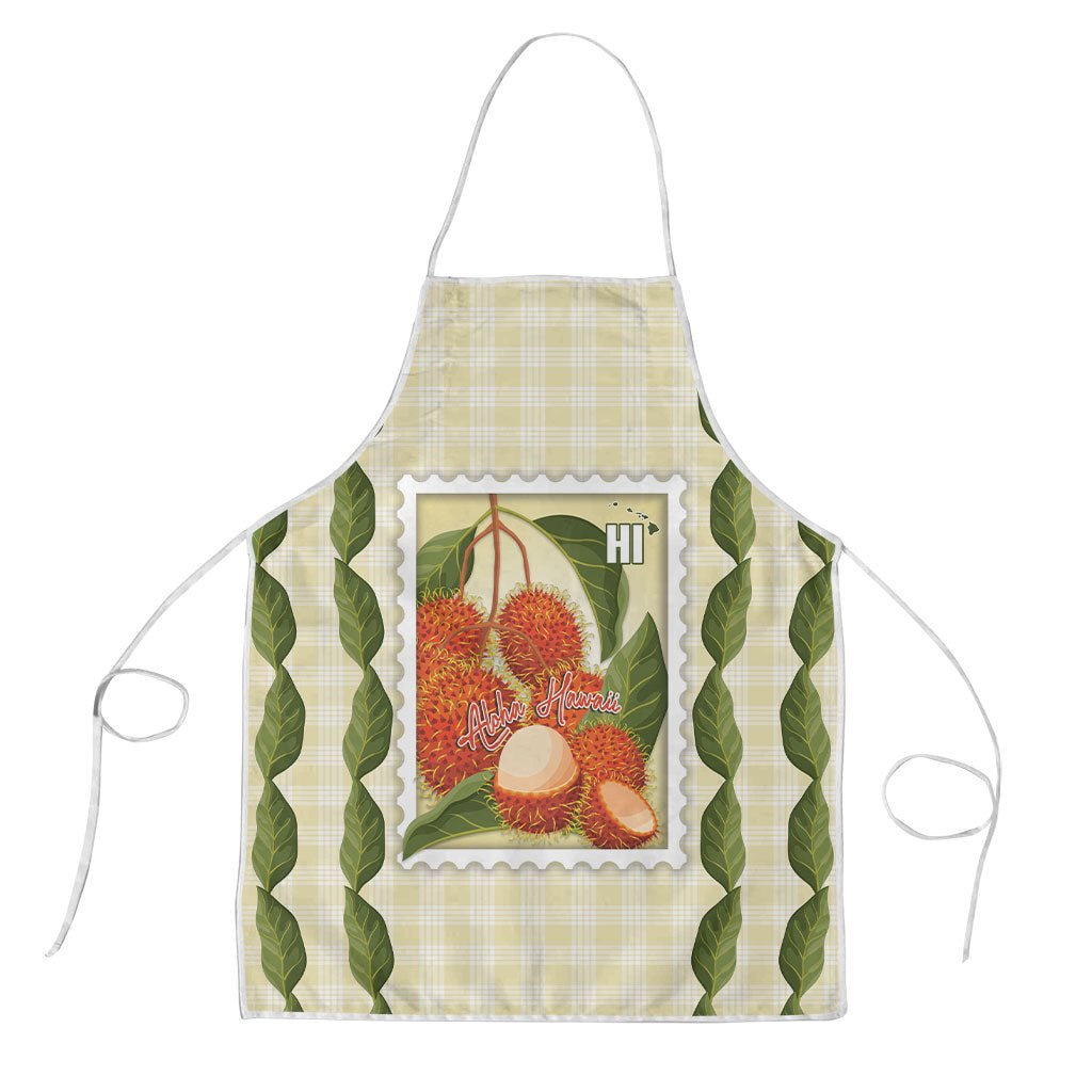 Aloha Hawaii Rambutan Palaka Motifs Apron Hawaiian Fruit Stylized Stamp LT14 Yellow - Polynesian Pride